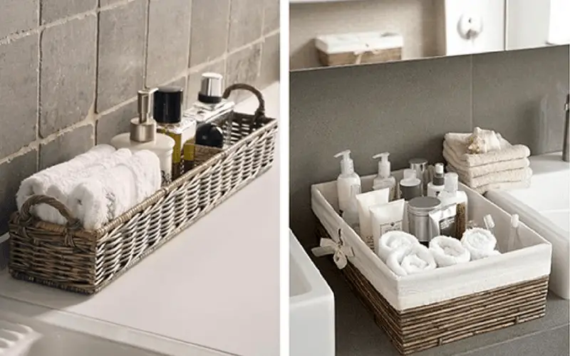 Organiser sa salle de bain avec des paniers décoratifs