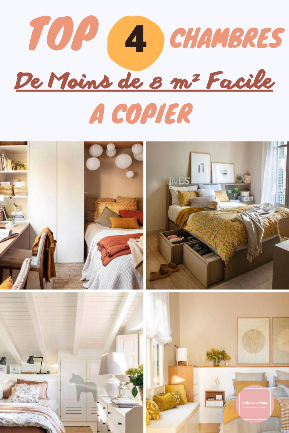 4 Chambres de Moins de 8 M² Avec Pleine D'Idées A Copier