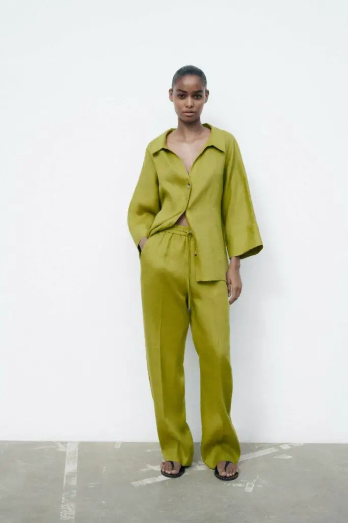 pantalon enduit zara