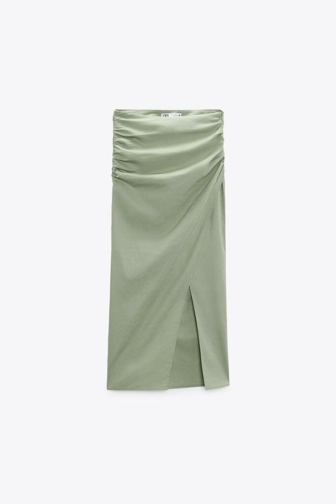 Jupe effet drapé en simili - Vert bouteille