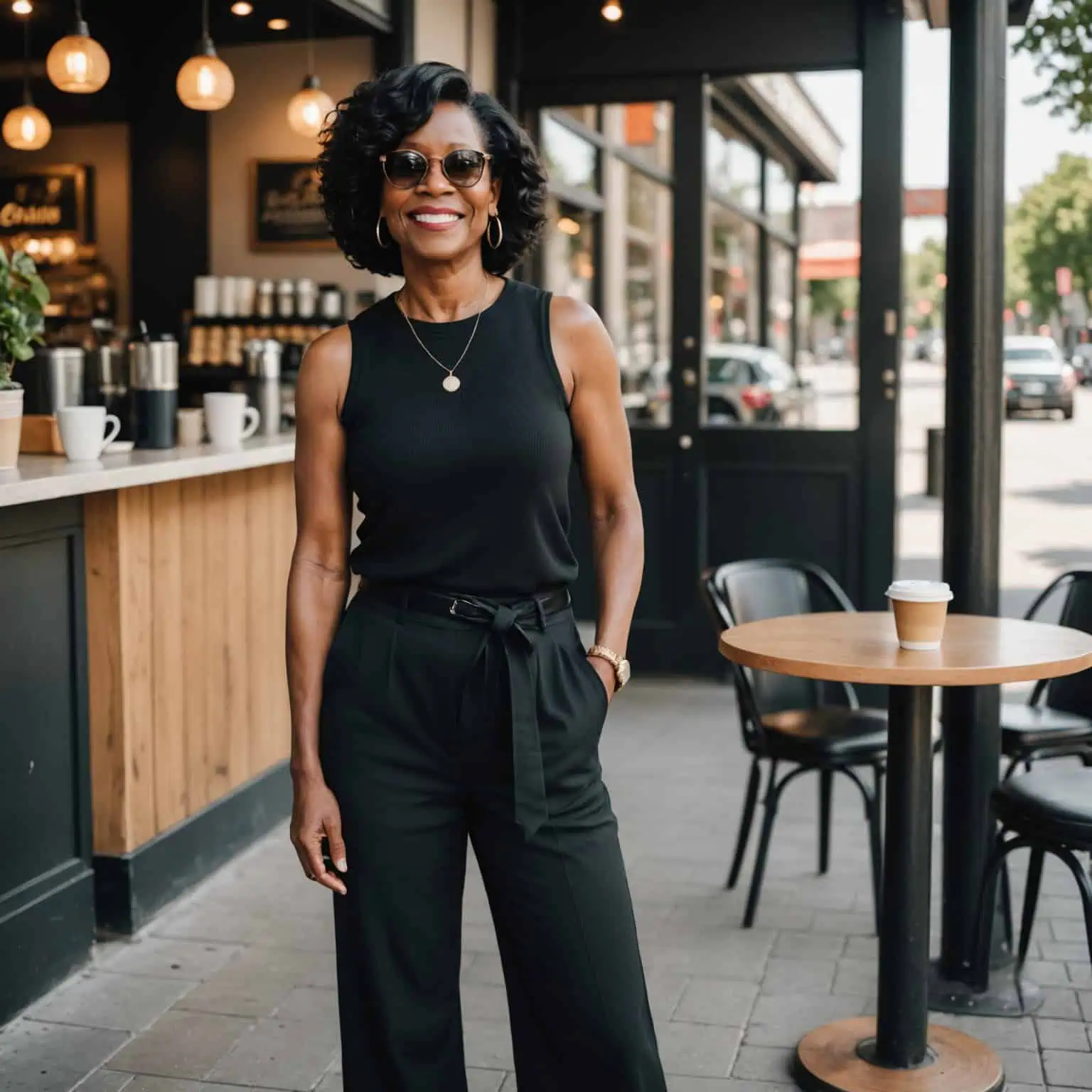 Haut noir sans manches : chic intemporel