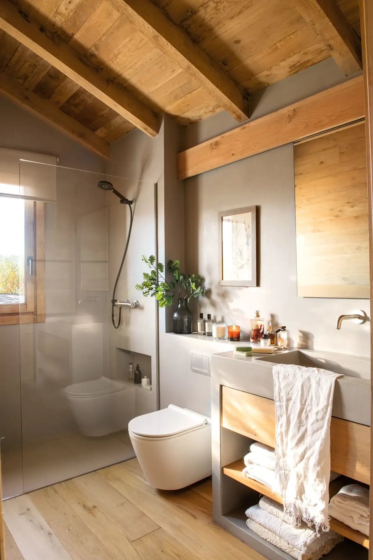 Douche à l’italienne de plain-pied, sécurisée et esthétique, idéale pour un logement adapté à l’âge